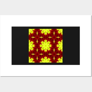 Red Yellow Chysanthemum Pattern Number 8 Posters and Art